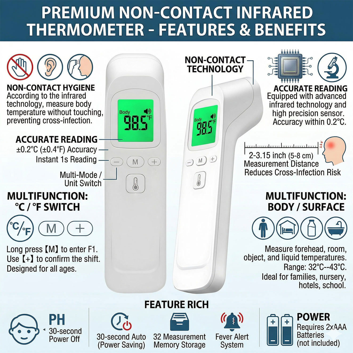 Thermomètre frontal infrarouge - Pulse Oximeter avis et prix