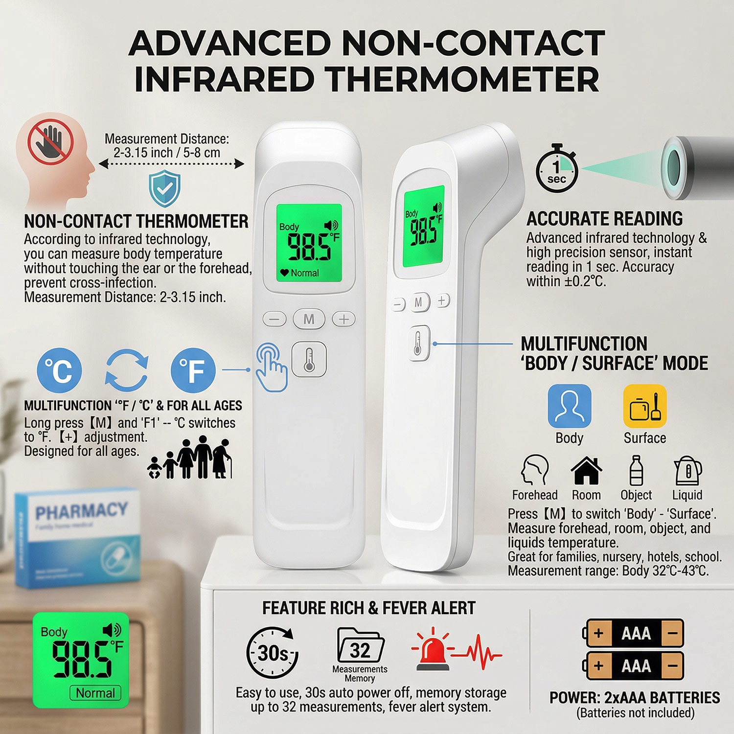 Thermomètre frontal numérique  - Pulse Oximeter avis et prix